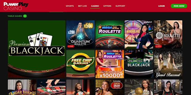A selection of popular table games
