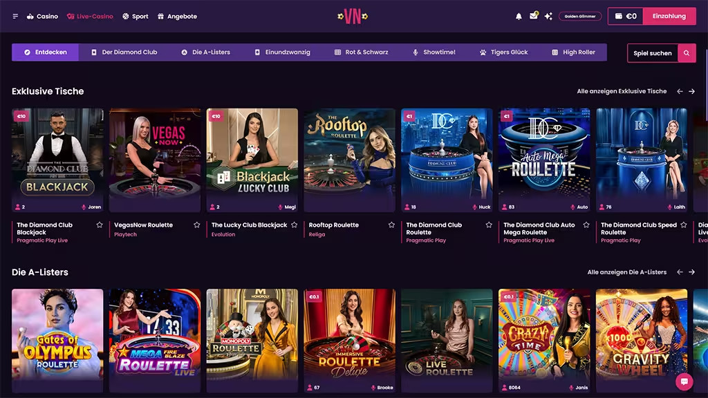 Live Casino von Vegas Now