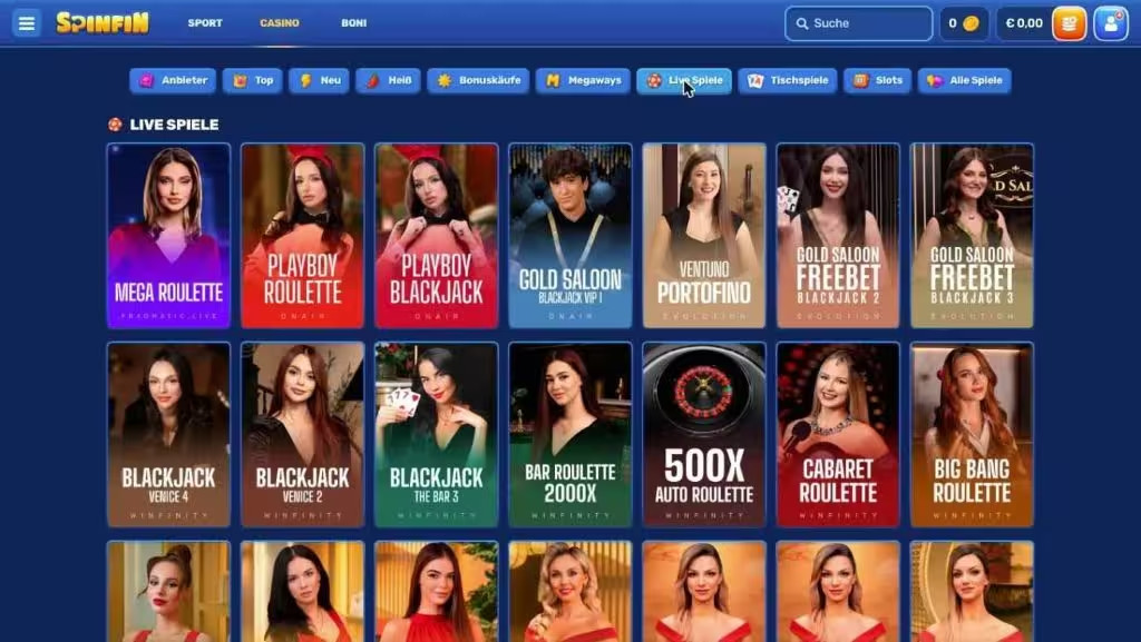 Live Casino von SpinFin