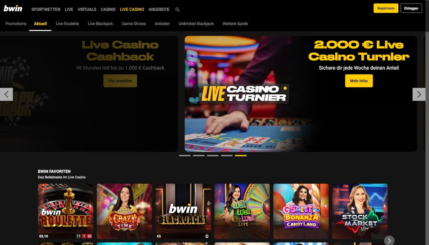 Live Casino im bwin Casino