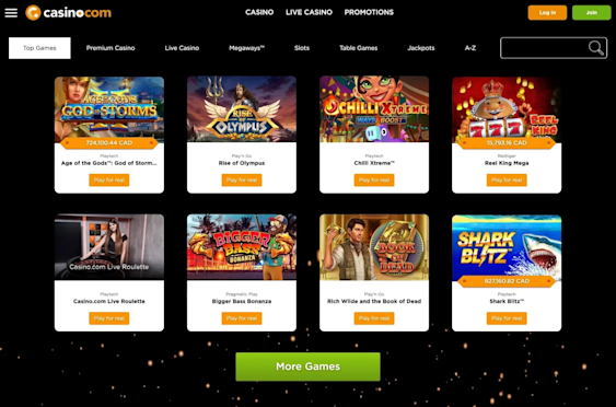 Casino.com top games