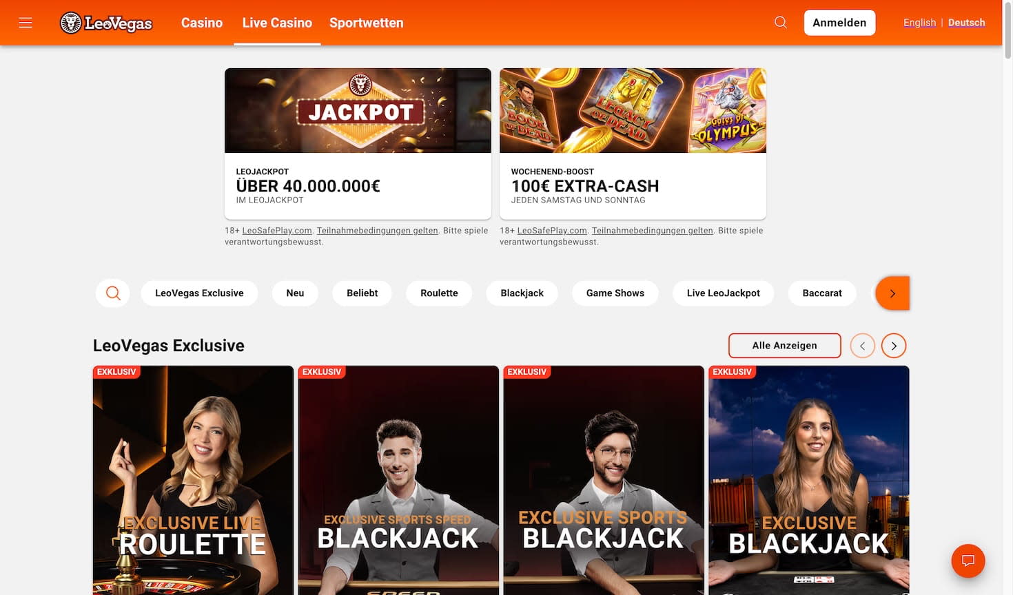 Das Live Casino im LeoVegas Casino