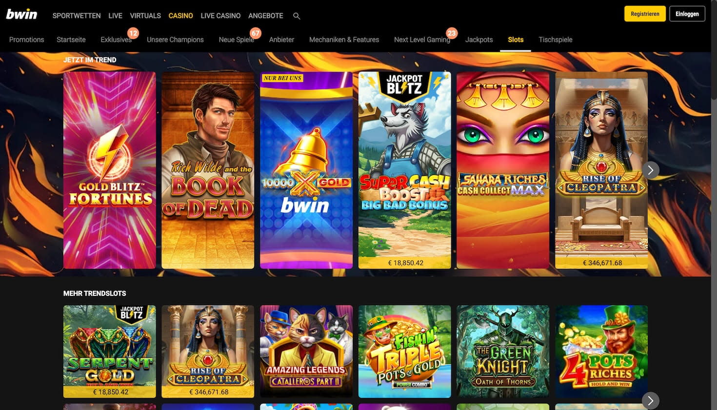Spielautomaten im bwin Casino