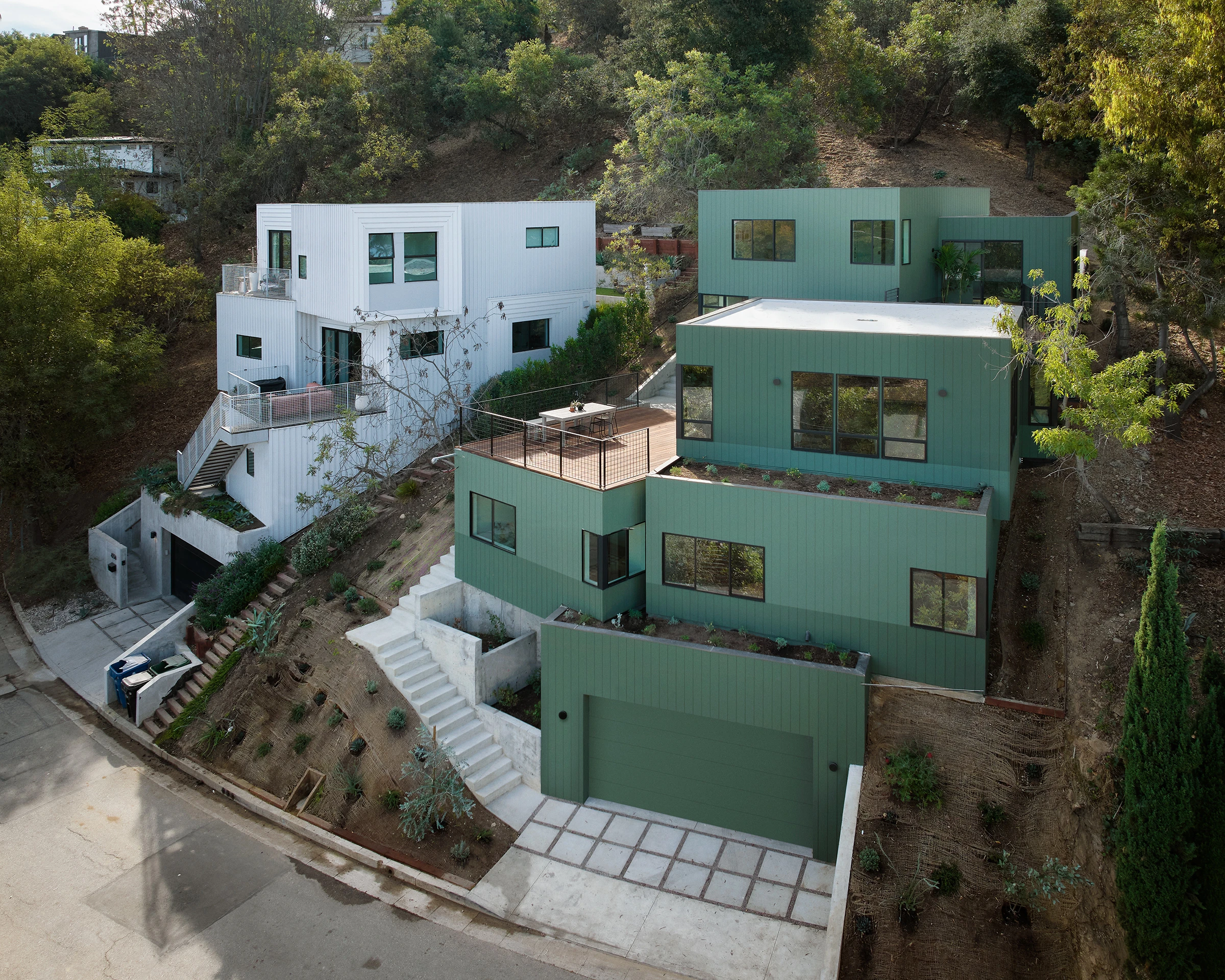 28 Unstack House exterior two houses aerial