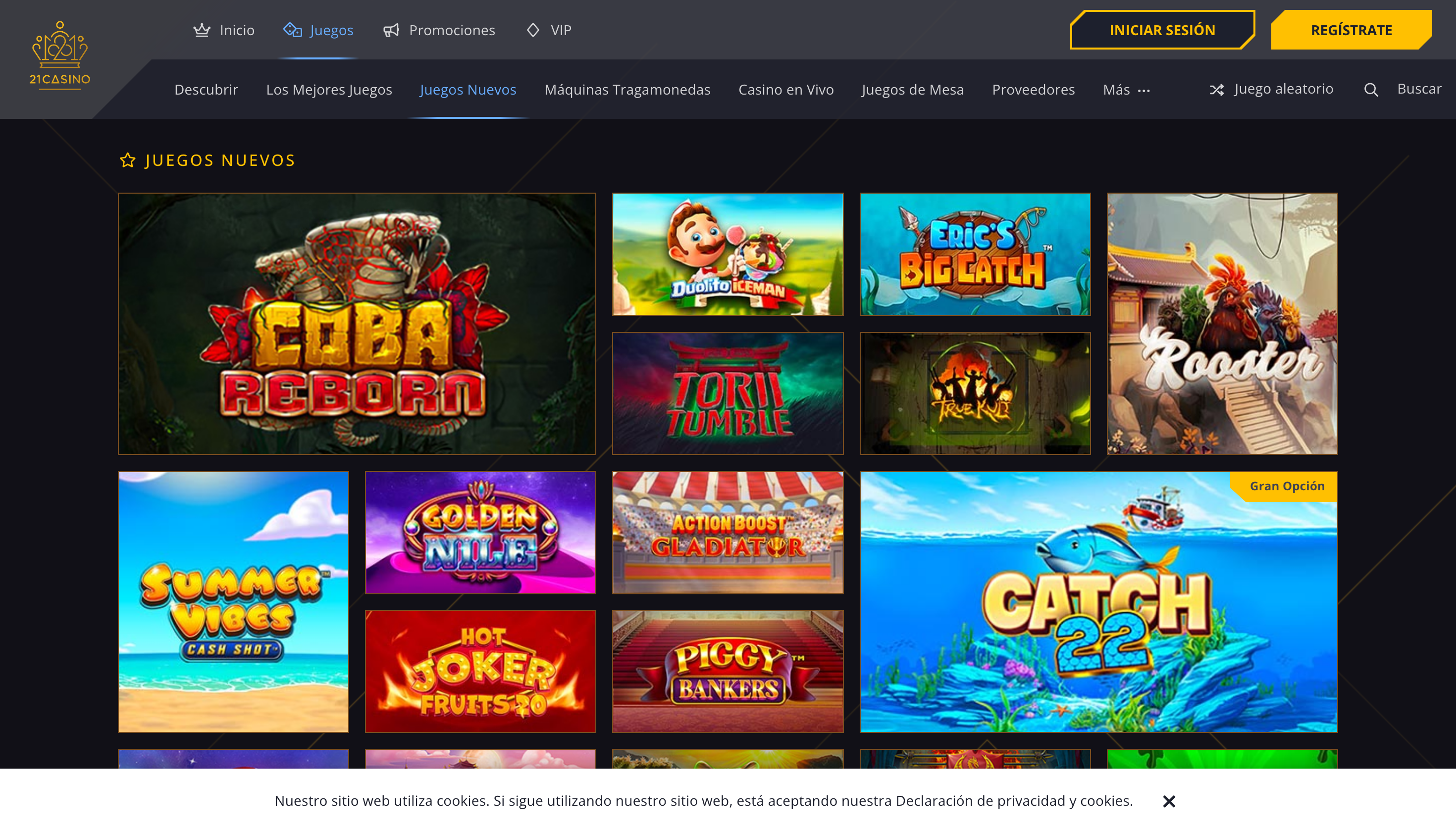 Juegos de casino online en 21Casino