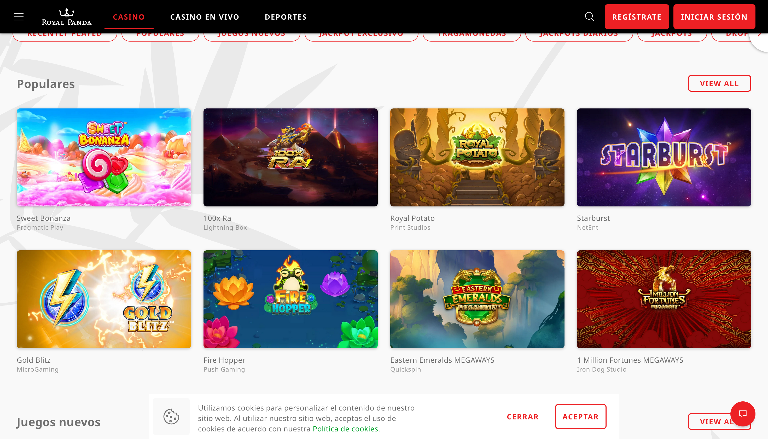 Royal Panda Casino juegos online