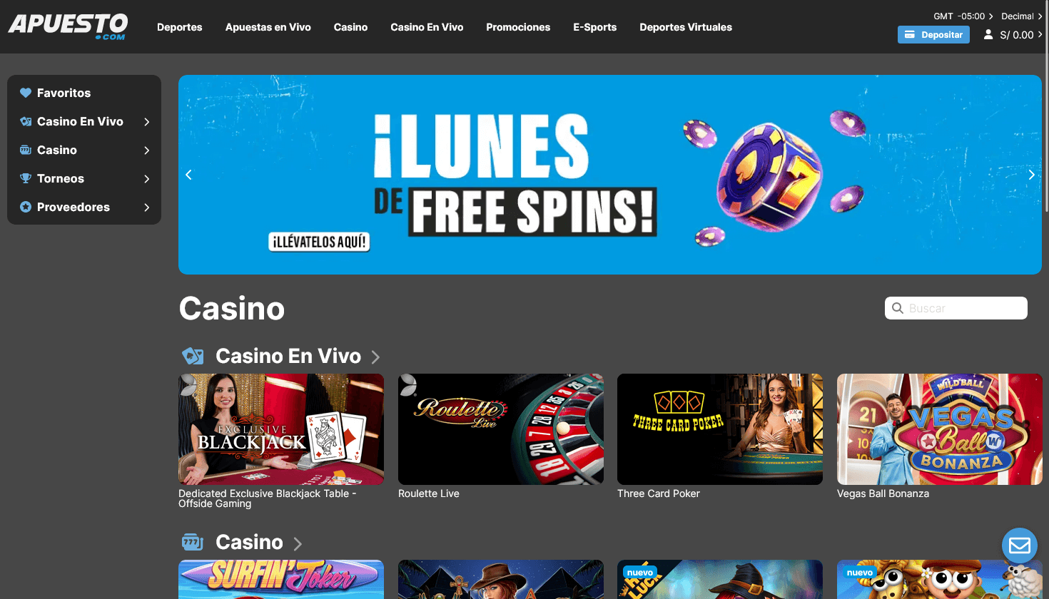 Apuesto Casino Homepage Inicio Perú 