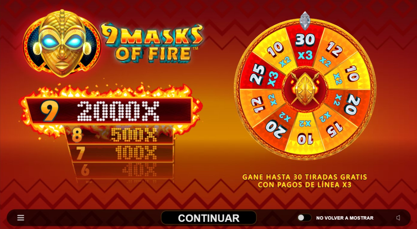 Tragamonedas 9 Masks of Fire Inicio 