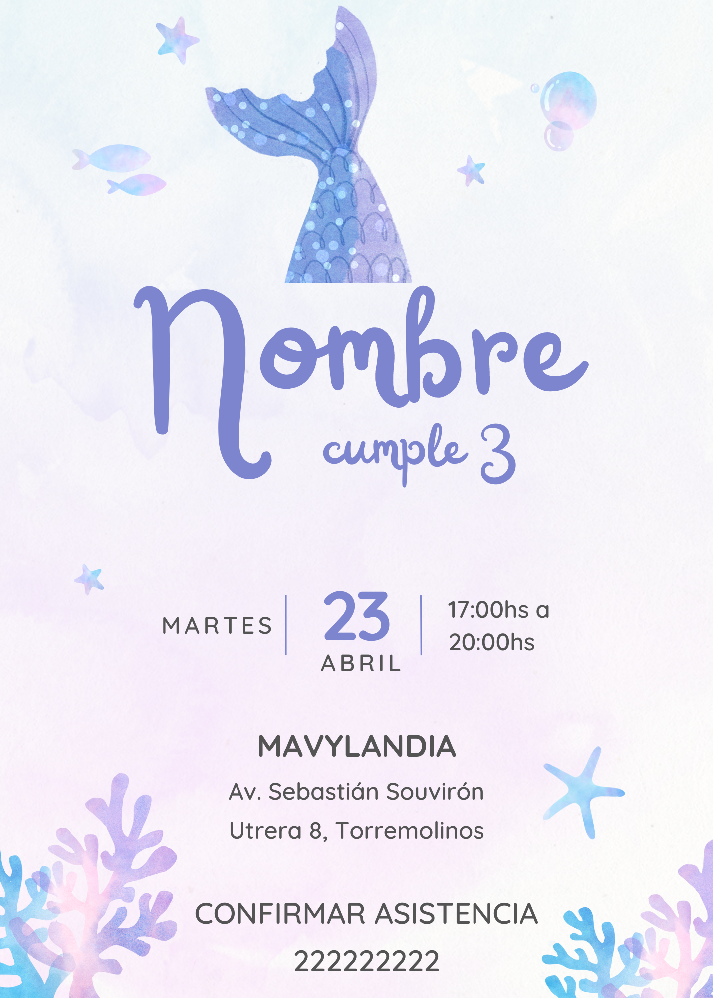 Cumpleaños de 3 con decoración de Sirenas