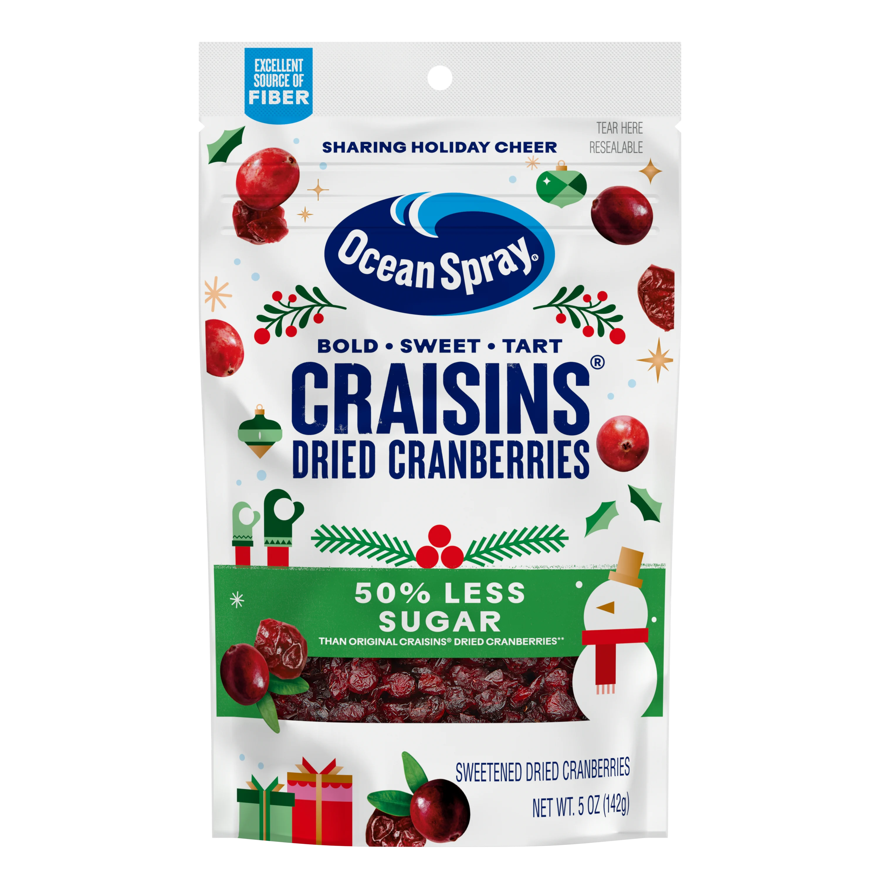 Craisins® 50% Less Sugar Dried Cranberries front image.