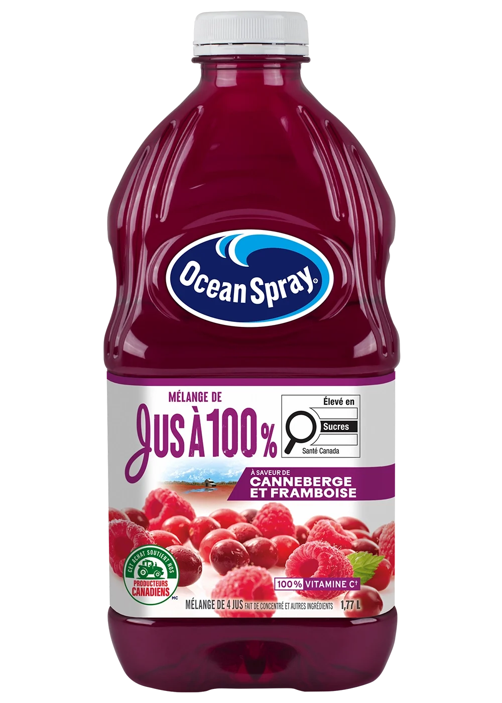 Mélange de jus à 100 % - Canneberge et framboise 1,77 L