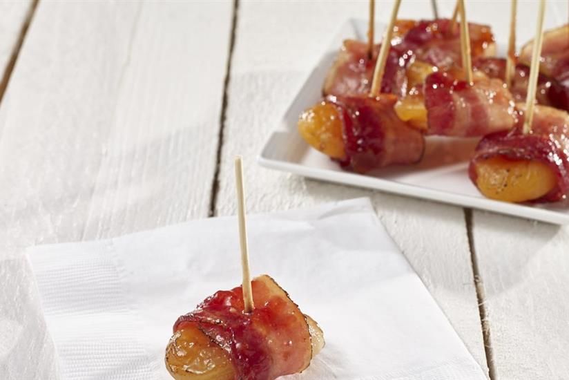 Sizzling BaconWrapped Apricots with Cranberry Glaze