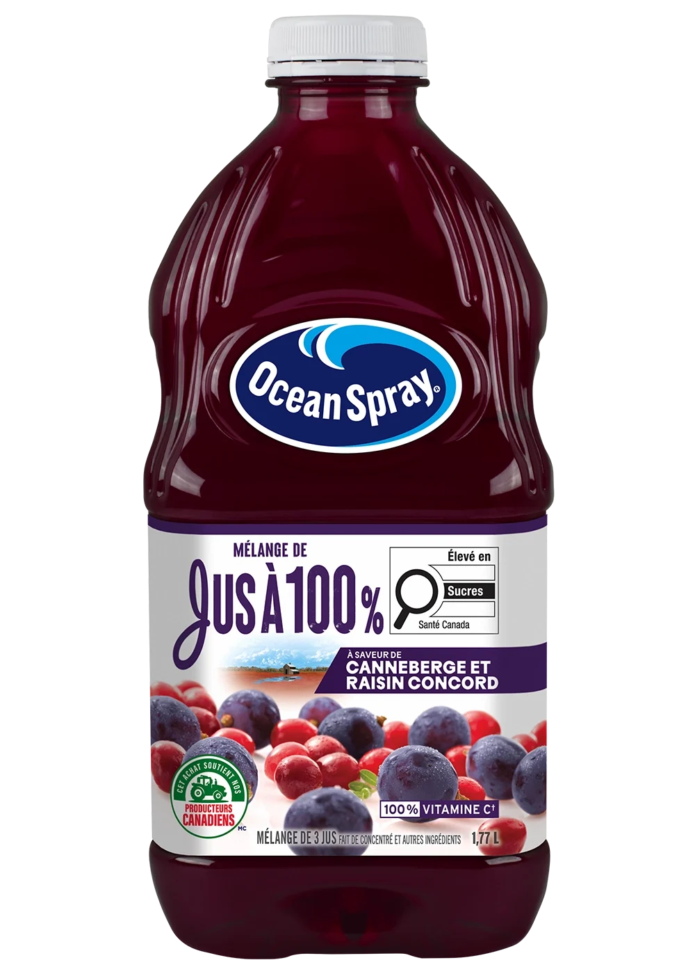 Mélange de jus à 100 % - Canneberge et raisin Concord 1,77L