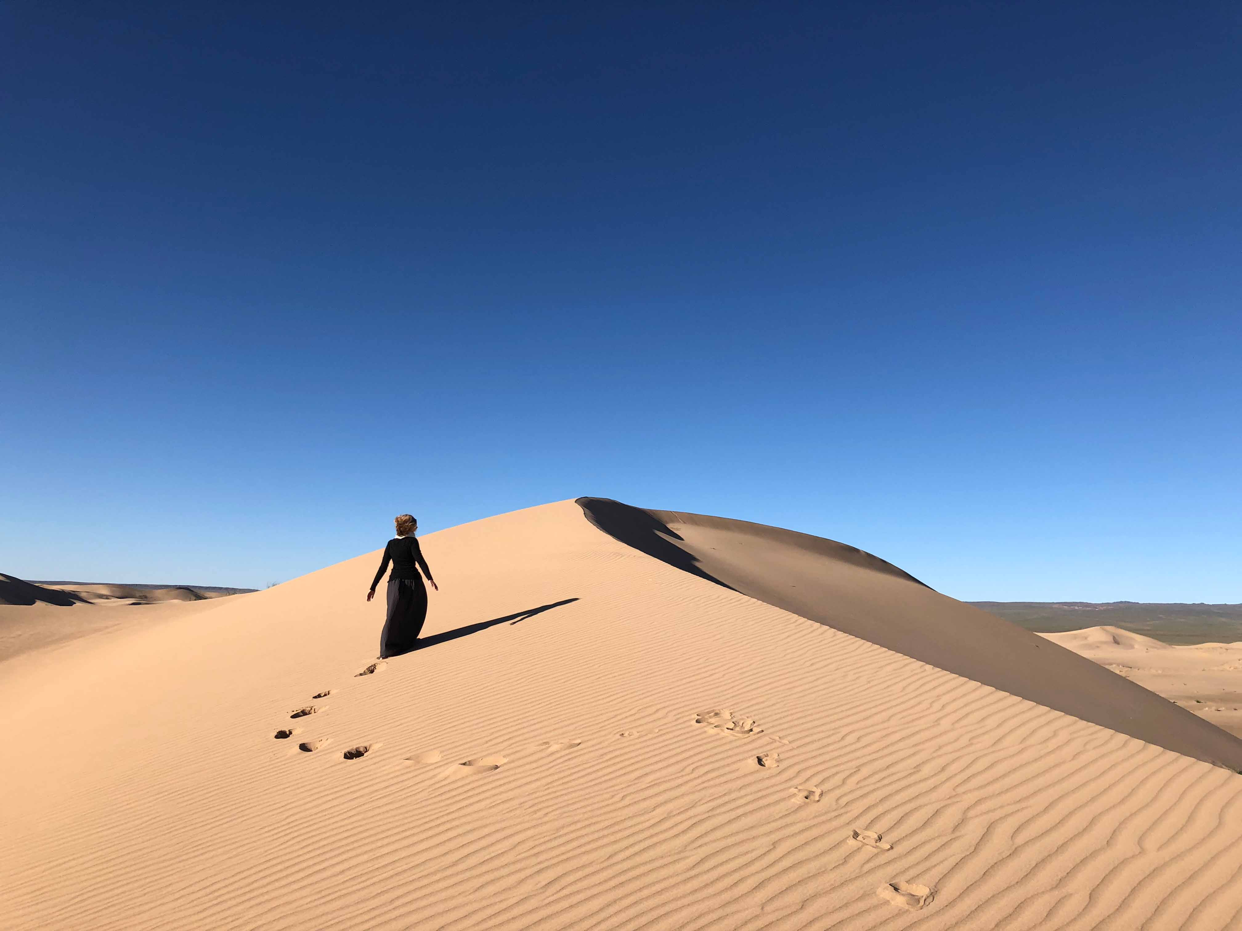 Having fun on the Gobi Sand Dunes