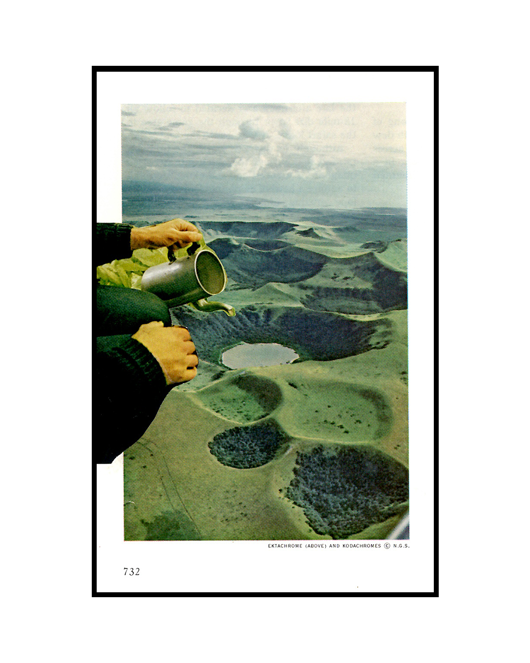 Collage of person's hands pouring water into a crater