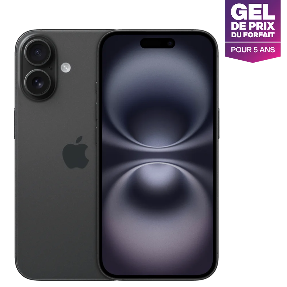 iPhone 16, vues avant et arrière.