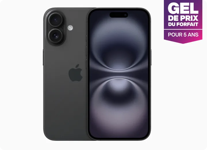 iPhone 16, vues avant et arrière.