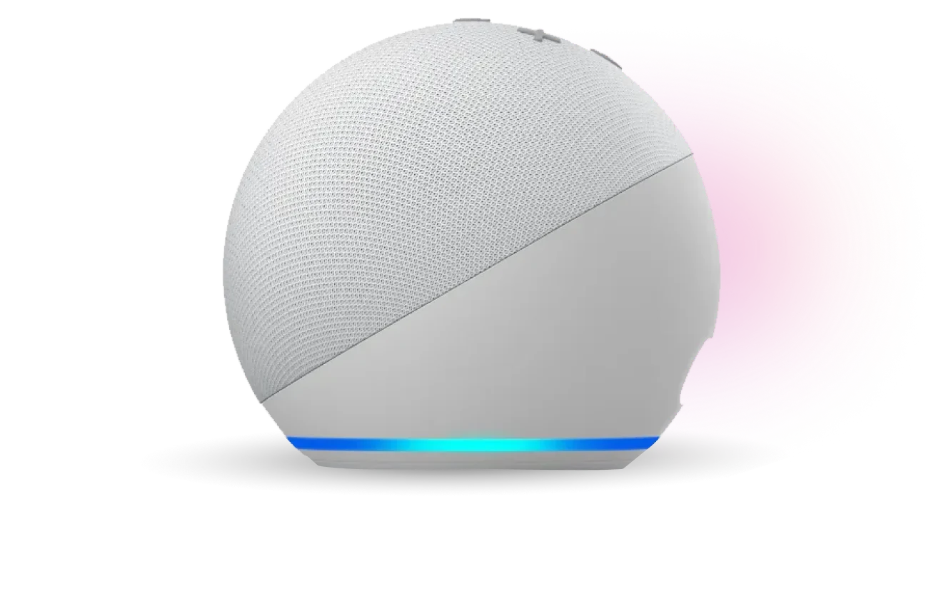 Amazon Echo Dot in white.