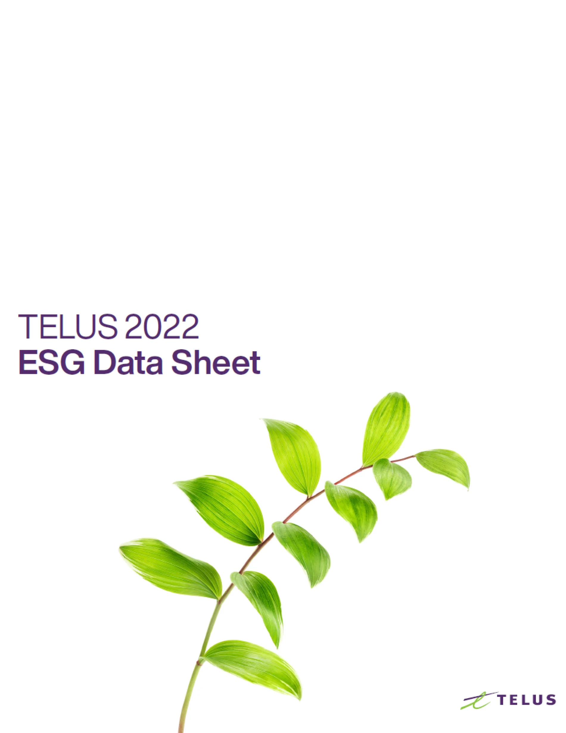 The cover of the 2022 TELUS ESG Data Sheet