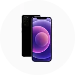 Appareil remis en marché certifié. Vue avant et arrière d'un téléphone intelligent.