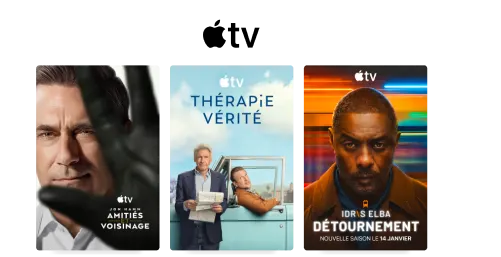 Trois affiches : Amitiés et voisinage, Thérapie vérité et Hijack.