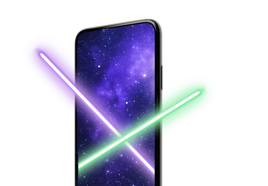 A smartphone cannot contain the crossed lightsaber blades which defy logic and actually extend beyond the screen.