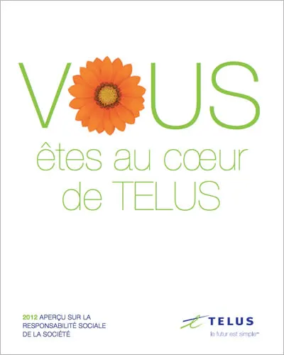 La couverture du Rapport sur la durabilité 2012 de TELUS