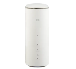 Un terminal intelligent ZTE 5G Connect Hub de couleur blanche et de forme cylindrique.