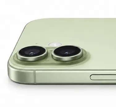 A close-up view of a light purple iPhone.