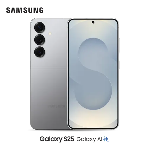 Front and back view of the Samsung Galaxy S25.