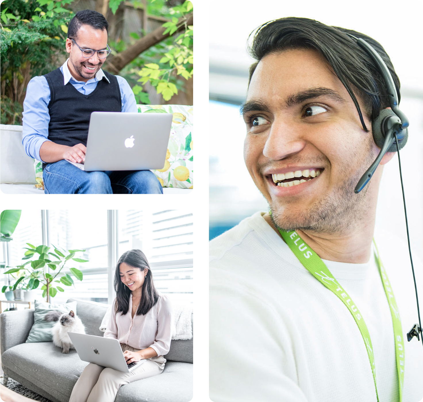 A collage depicting TELUS team members at work