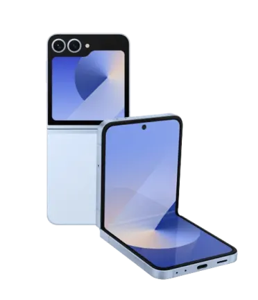 Front view of Samsung Galaxy Z Flip6 in Blue