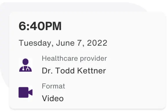 Confirmed time and date of video appointment