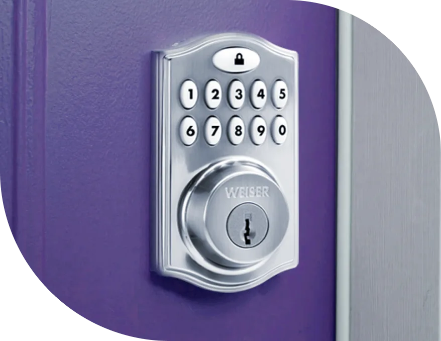 Smart Door Lock on front door frame.
