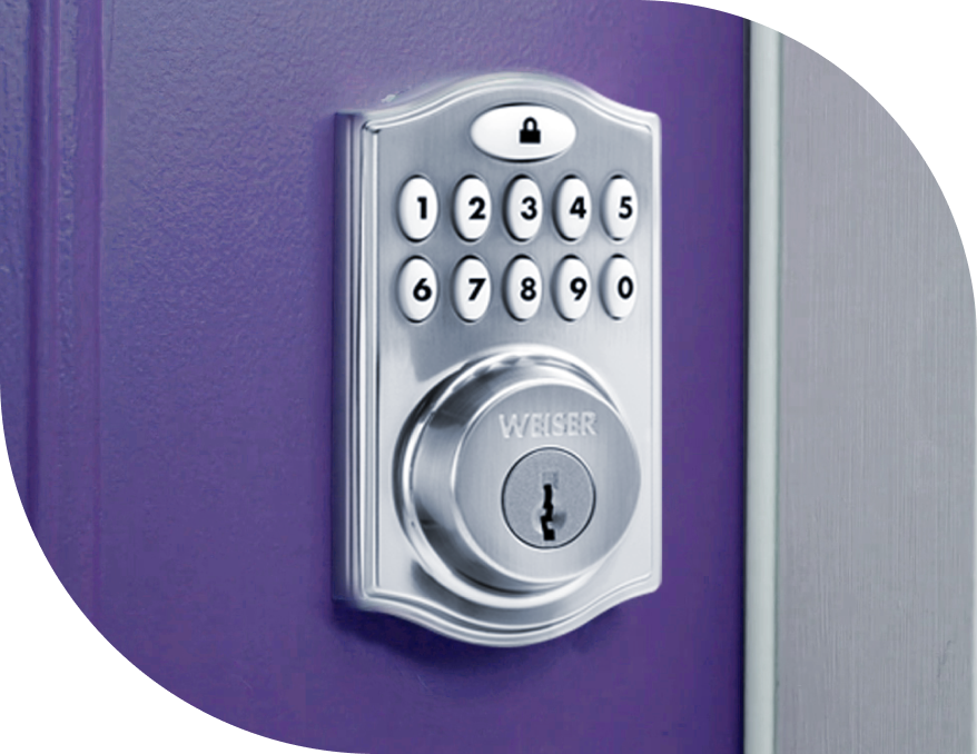 Smart Door Lock on front door frame.