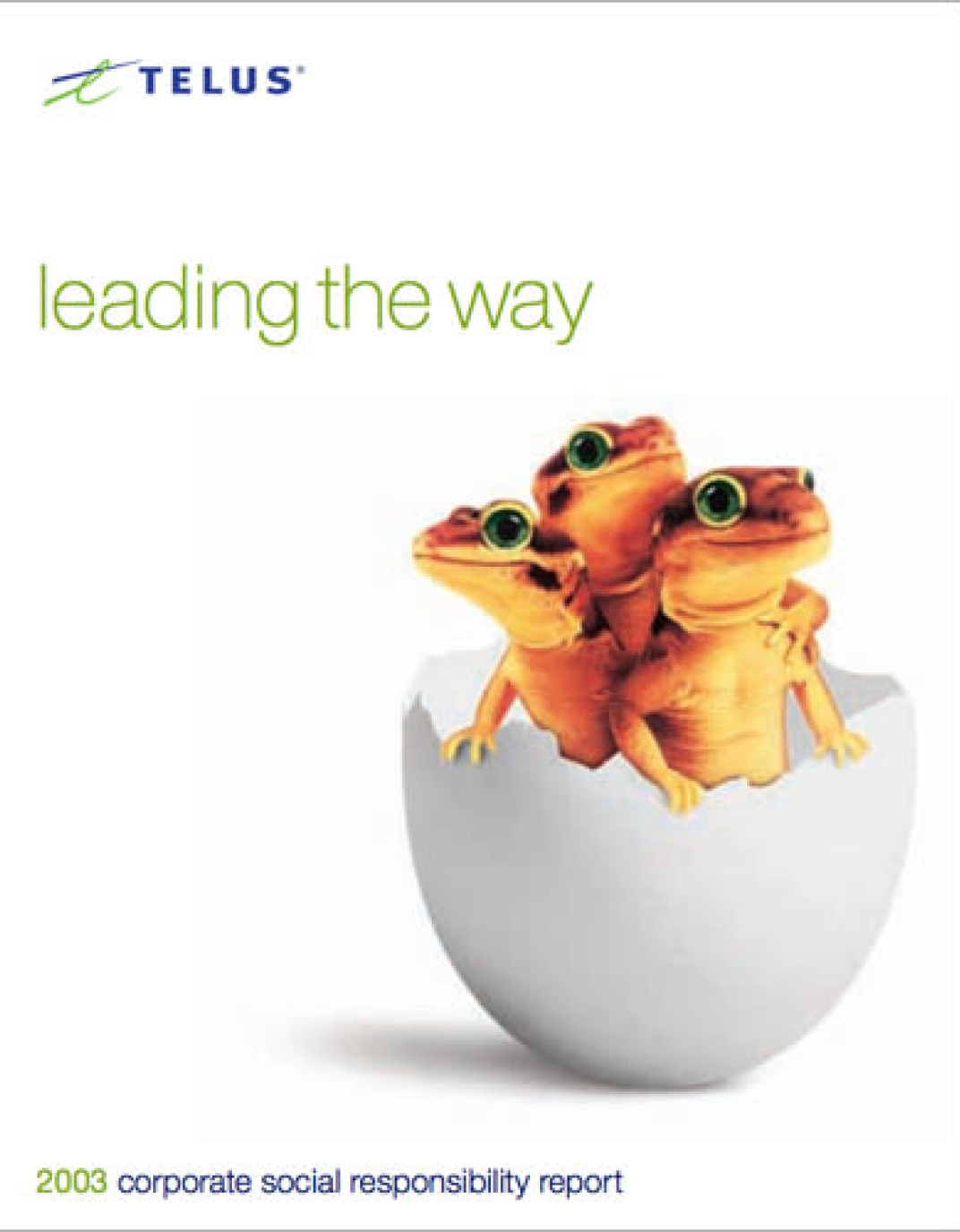 The cover of the 2003 TELUS Sustainability Report