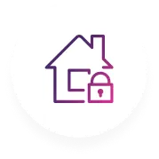 Icon depicting a house with a lock