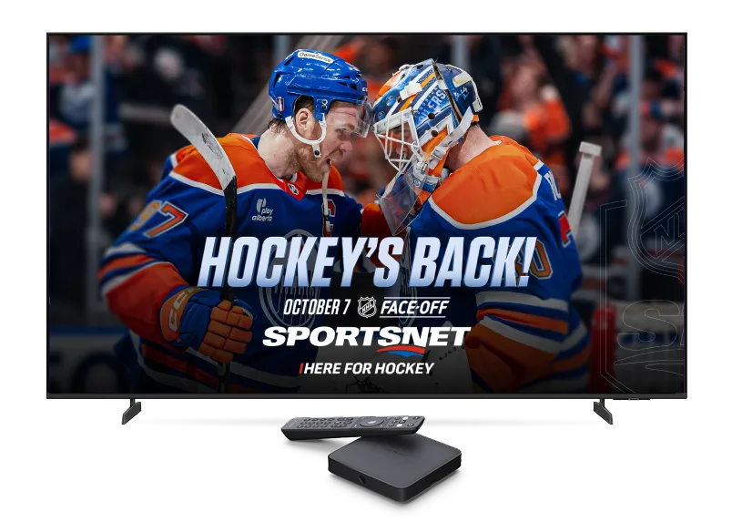 An image featuring Sportsnet Hockey show in a TV screen.