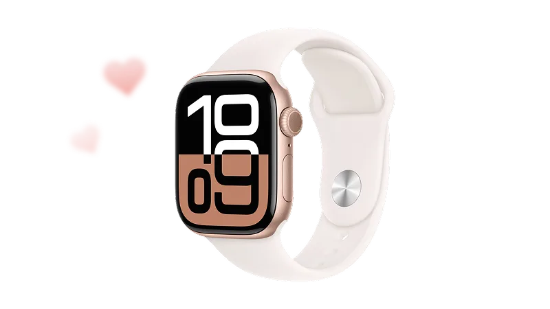 Apple Watch 10 with Rose Gold aluminum sport band. 