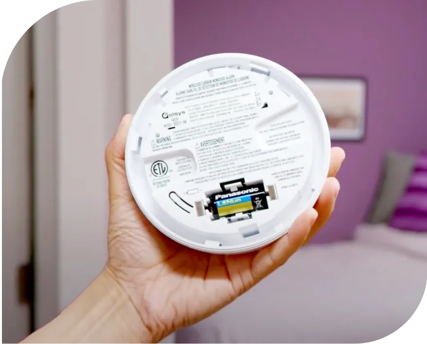 The underside of a Smart Carbon Monoxide Detector.