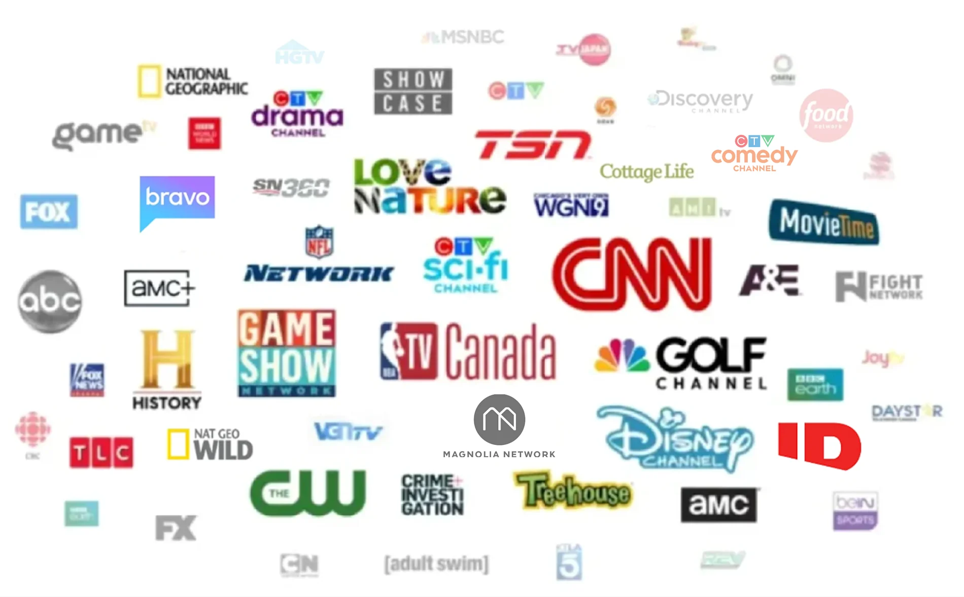 A series of TV show logos available in Canada.