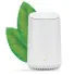 A TELUS modem in front of 2 leaves.