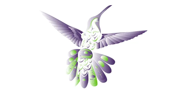 Représentation du colibri/tsunalhduz est synonyme de beauté et d’amour. On peut l’apercevoir au plus fort de l’été/shen.