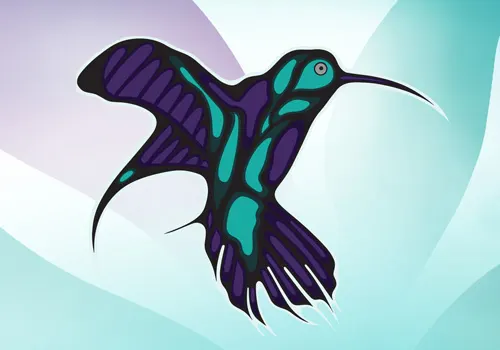 Représentation d’un colibri, symbole de la joie, de l’intelligence, de la beauté et de la dévotion