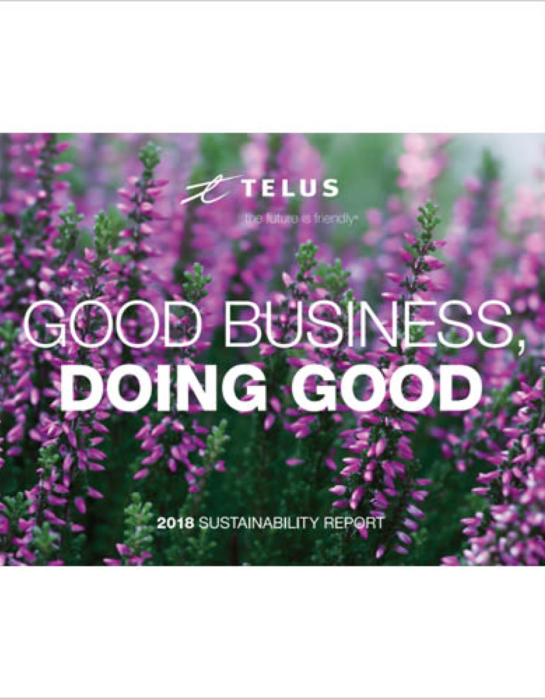 The cover of the 2018 TELUS Sustainability Report 