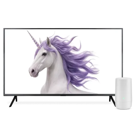 Une majestueuse licorne blanche qui se cabre.