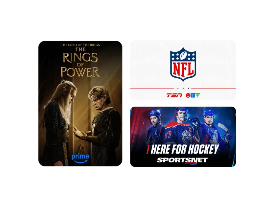 Posters for Prime Video - Rings of Power, and TSN NFL and Hockey