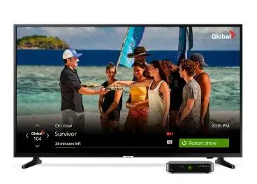 An image showing a TV with the series Survivor on the screen.