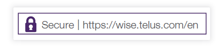 Un image qui démontre une barre URL avec un cadenas et le URL qui commence par « https: »