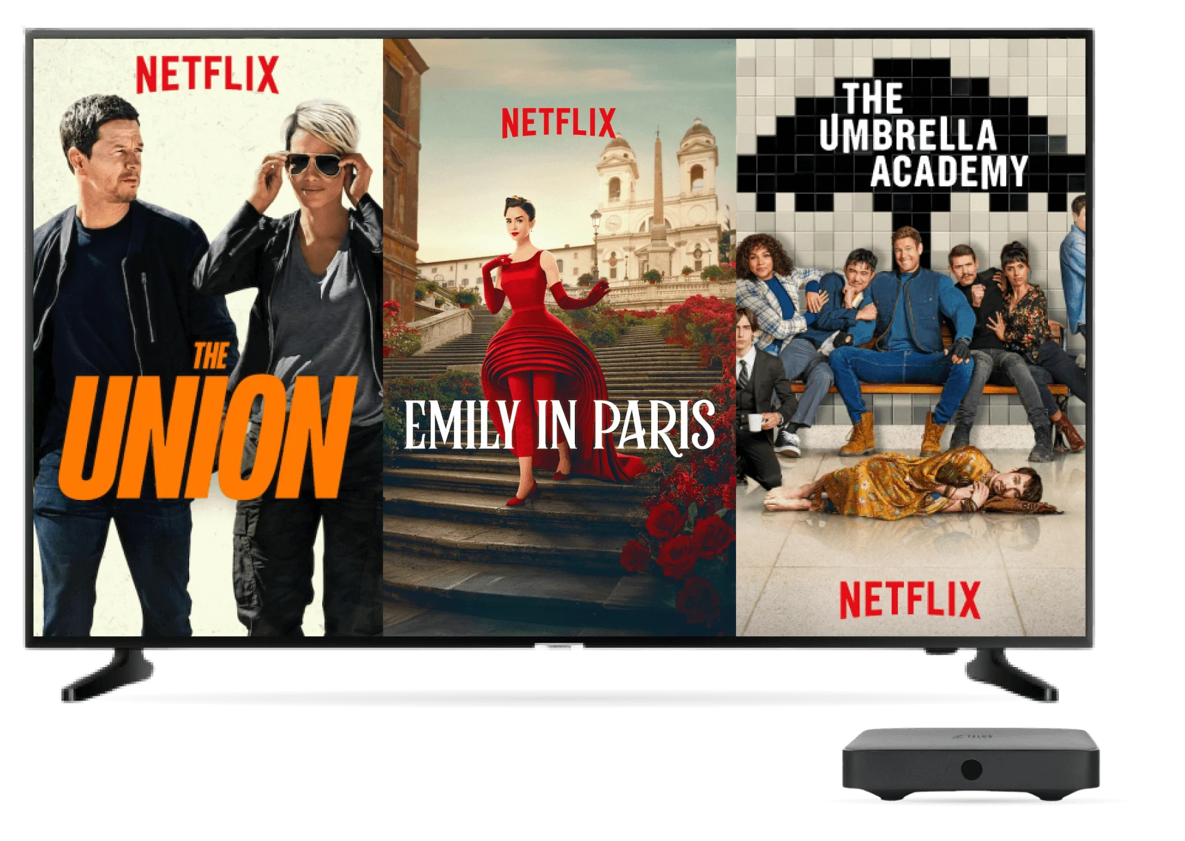 An image showing Netflix series on three different devices: Beverly Hills copy on 4k TV, Bridgerton on tablet and 3 Body Problem on mobile.